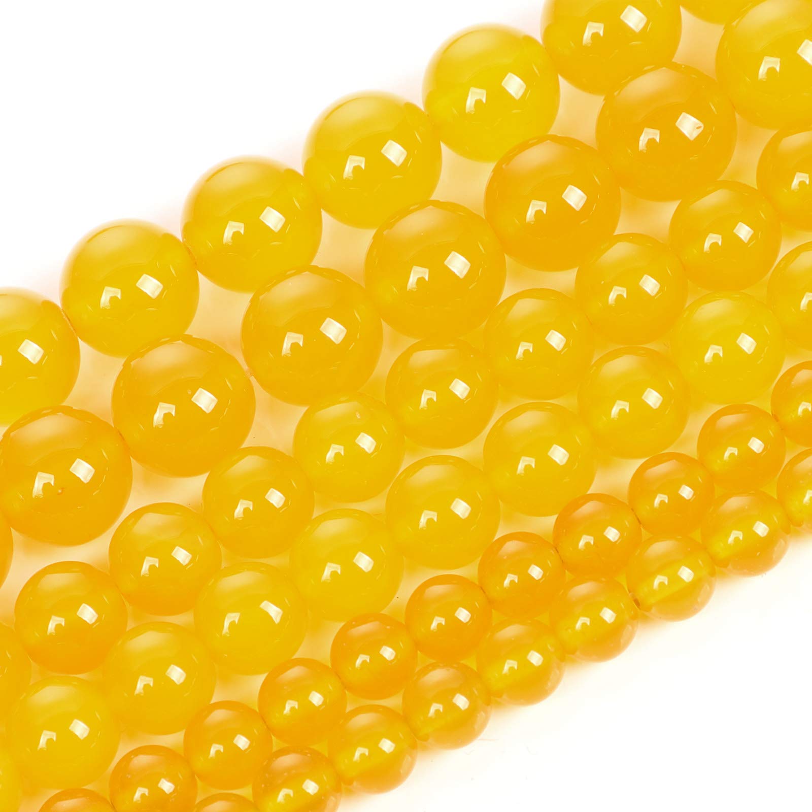 38pcs 10mm Yellow Agate Natural Stone Beads - Unpolished Smooth Round Loose Gemstone Strand for DIY Jewelry Making, Healing Energy Stones | Great for Necklaces, Bracelets, Meditation & Spiritual Crafts