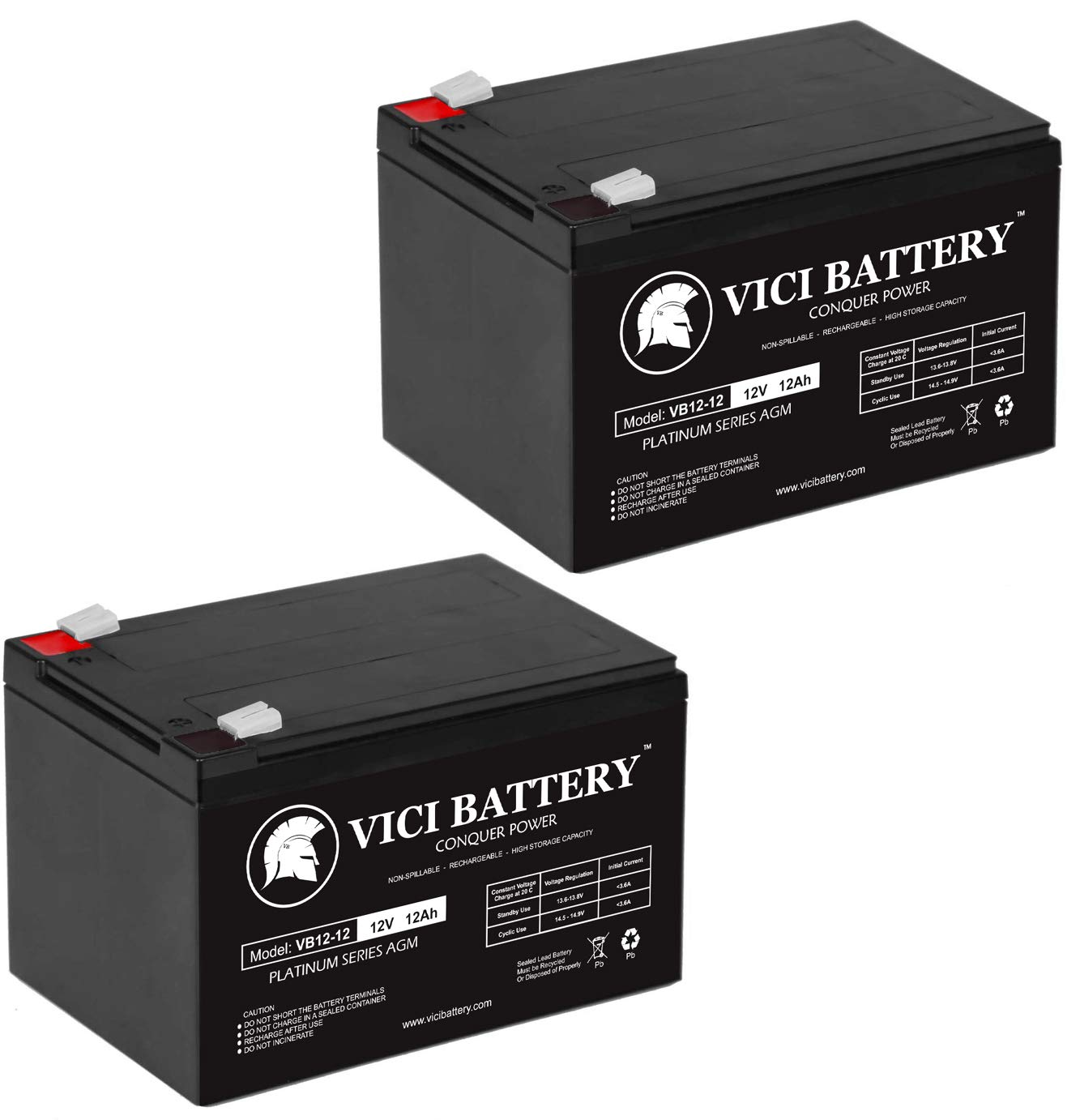 VICI 12V 12AH Replacement Battery for APC Back-Ups Pro 650 UPS (BP650) - 2 Pack - Long Lasting Power Backup for Home & Office Electronics