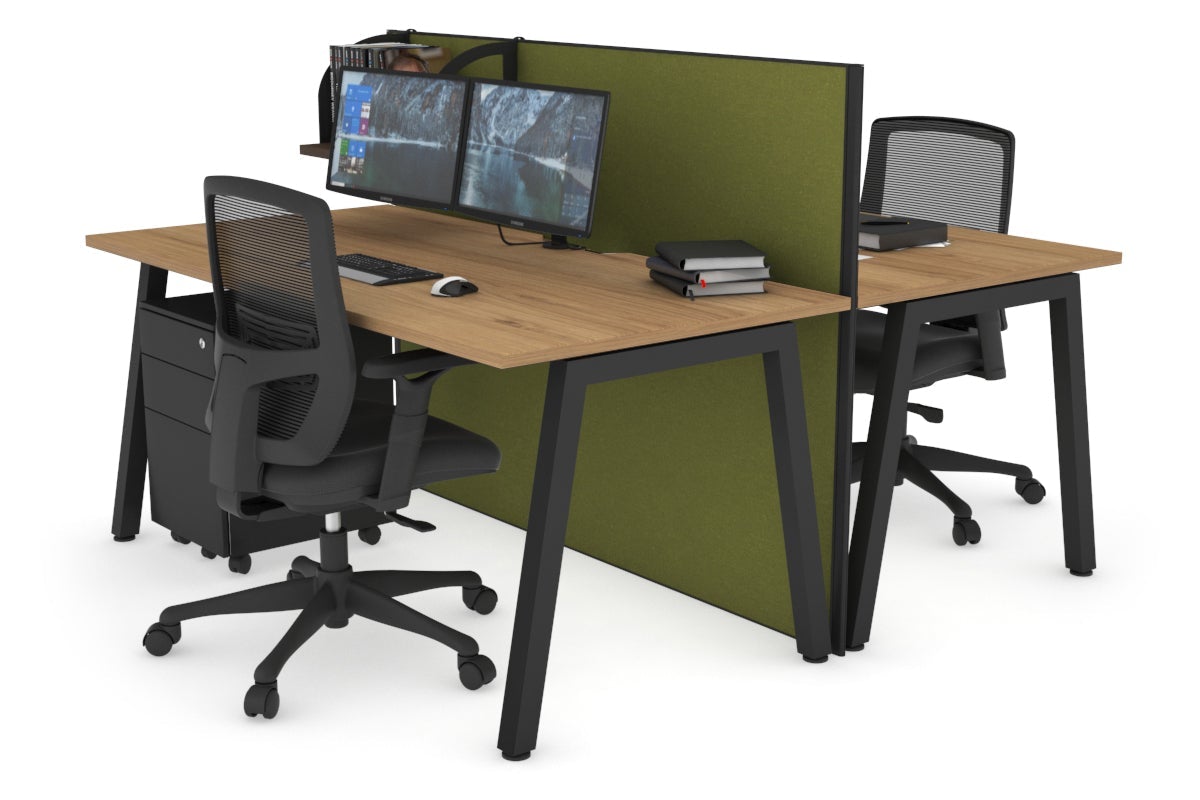Horizon Quadro 2-Person Office Workstation Bench with A-Legs - 1800L x 800W Dimensions, Cable Management Scallop - Perfect for Collaborative Workspaces & Modern Office Environments