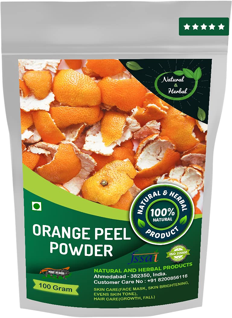Organic Orange Peel Powder for Skin & Hair Care | 100% Pure Vitamin C Face Mask | Brightens & Evens Skin Tone | Natural Exfoliant for Glowing Skin & Healthy Hair | 100g | DIY Beauty Recipes & Spa Treatments