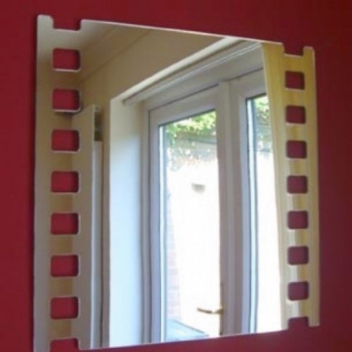Vintage Film Strip & Film Reel Wall Mirror - 40cm x 40cm Square Decorative Mirror for Movie Theater, Cinema Room & Hollywood Theme Decor