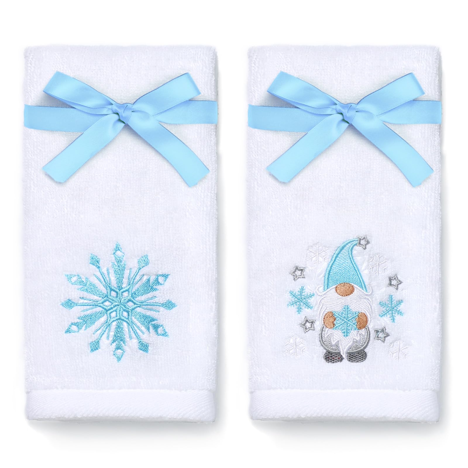 Christmas Hand Towels 100% Cotton Embroidered Holiday Tree - Set of 2 Premium Kitchen & Bath Towels (14x29 Inch) - Festive Santa Design for Holiday Decor, Gifts & Everyday Use in Home, Parties & Seasonal Celebrations