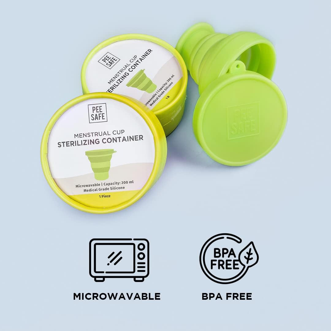 Pee Safe Menstrual Cup Sterilizer Container - Medical Grade Silicone, Microwave Safe & Travel Friendly | Pack of 1 | Hygienic Sanitizer for Women's Menstrual Cups | Perfect for Home, Office & Travel Use