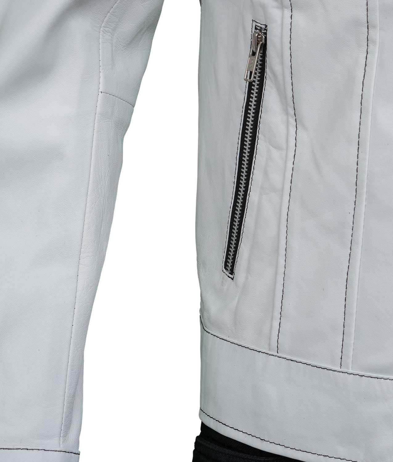 Men's White Genuine Leather Motorcycle Jacket - Stylish Biker Jacket for Men - Premium White Leather Jacket for Riding & Casual Wear
