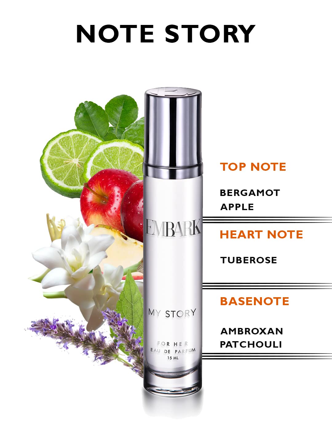 EMBARK My Story For Her - Women's Perfume 15ml Travel Size | Premium Eau De Parfum with Woody Floral Scent | Gift for Her, Daily Wear & Special Occasions