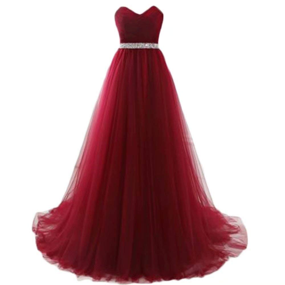 Elegant Women's Tulle Strapless Long Prom Dress - Formal Evening Ball Gown for Homecoming, Wedding, and Special Occasions