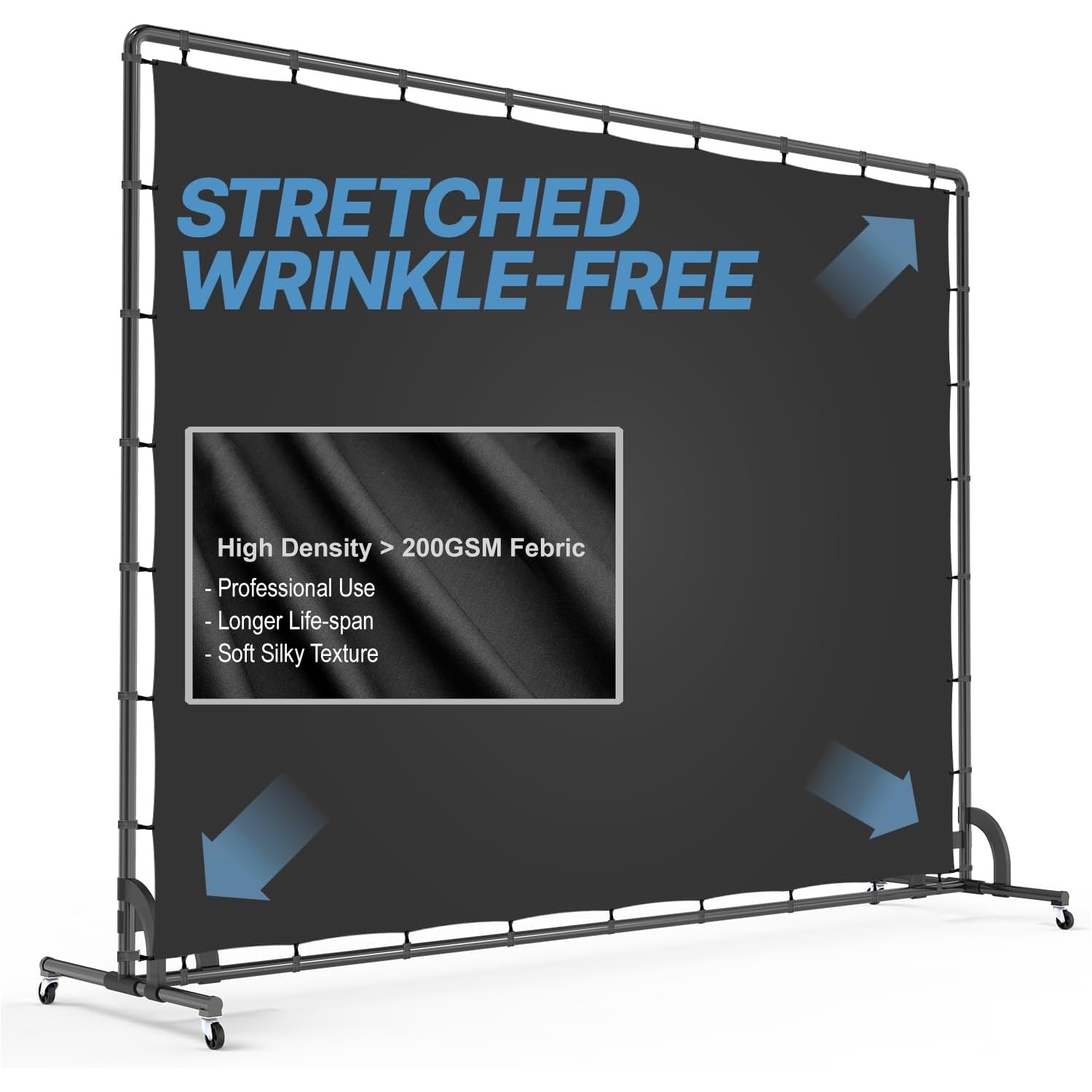 LimoStudio 10x7 ft Adjustable Backdrop Stand with Wheel Dolly & Black Screen - Portable Photo Banner Holder for Parties, Events, Photoshoots - Sturdy Movable Background Frame AGG3422 - Perfect for Wedding Photography, YouTube Videos & Studio Productions