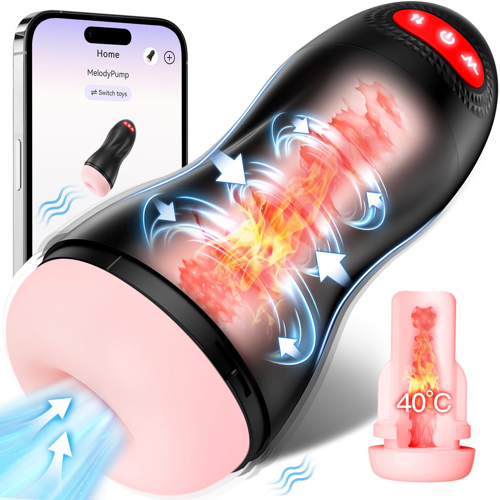10-Speed Vibrating Male Masturbator with Heating & APP Control - 4-in-1 Rechargeable Penis Sleeve for Men - Perfect for Solo Play, Couples Fun & Discreet Pleasure at Home