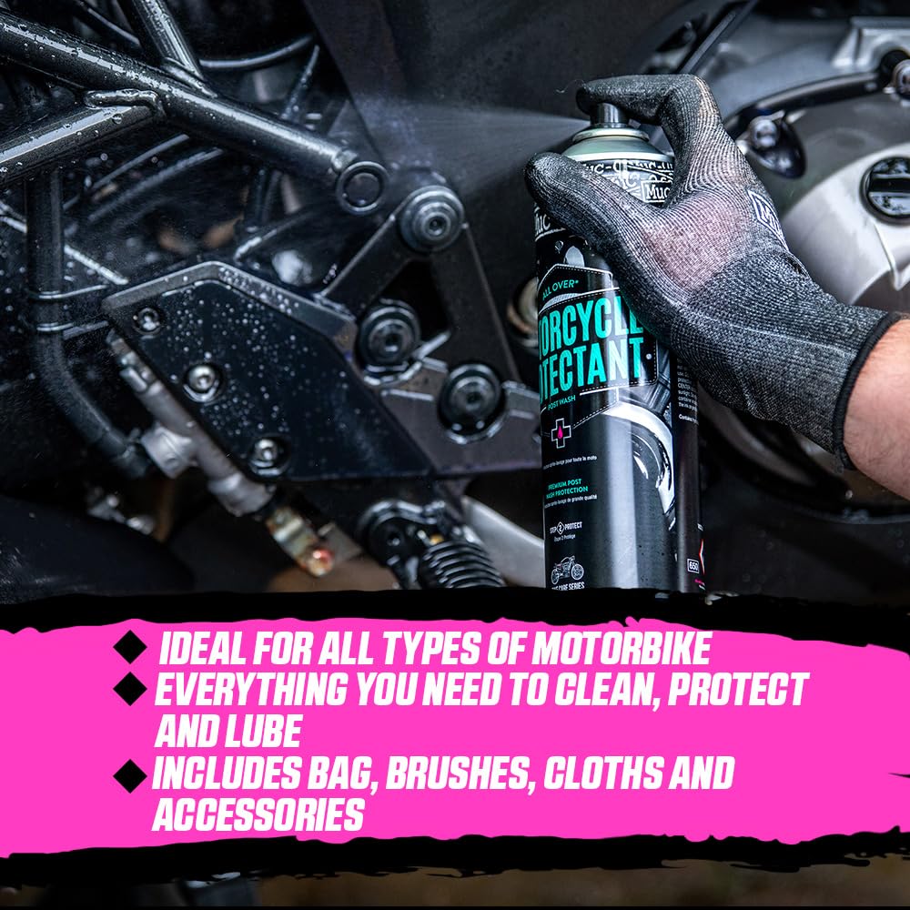 Muc-Off Ultimate Motorcycle Cleaning Kit - Complete Detailing Set with Bike Cleaner & Chain Lube - Perfect for Motorcycle Maintenance, Deep Cleaning & Chain Care - Ideal for Dirt Bikes, Cruisers & Sport Bikes