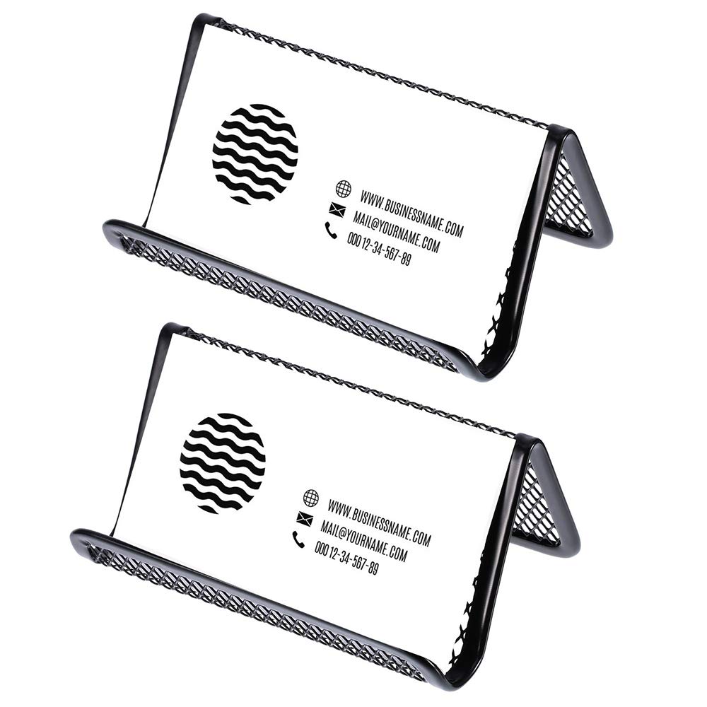 Premium Black Metal Mesh Business Card Holder - 6 Pack for Office Desk Organizer, Professional Name Card Display | Perfect for Networking, Conferences & Corporate Gifts