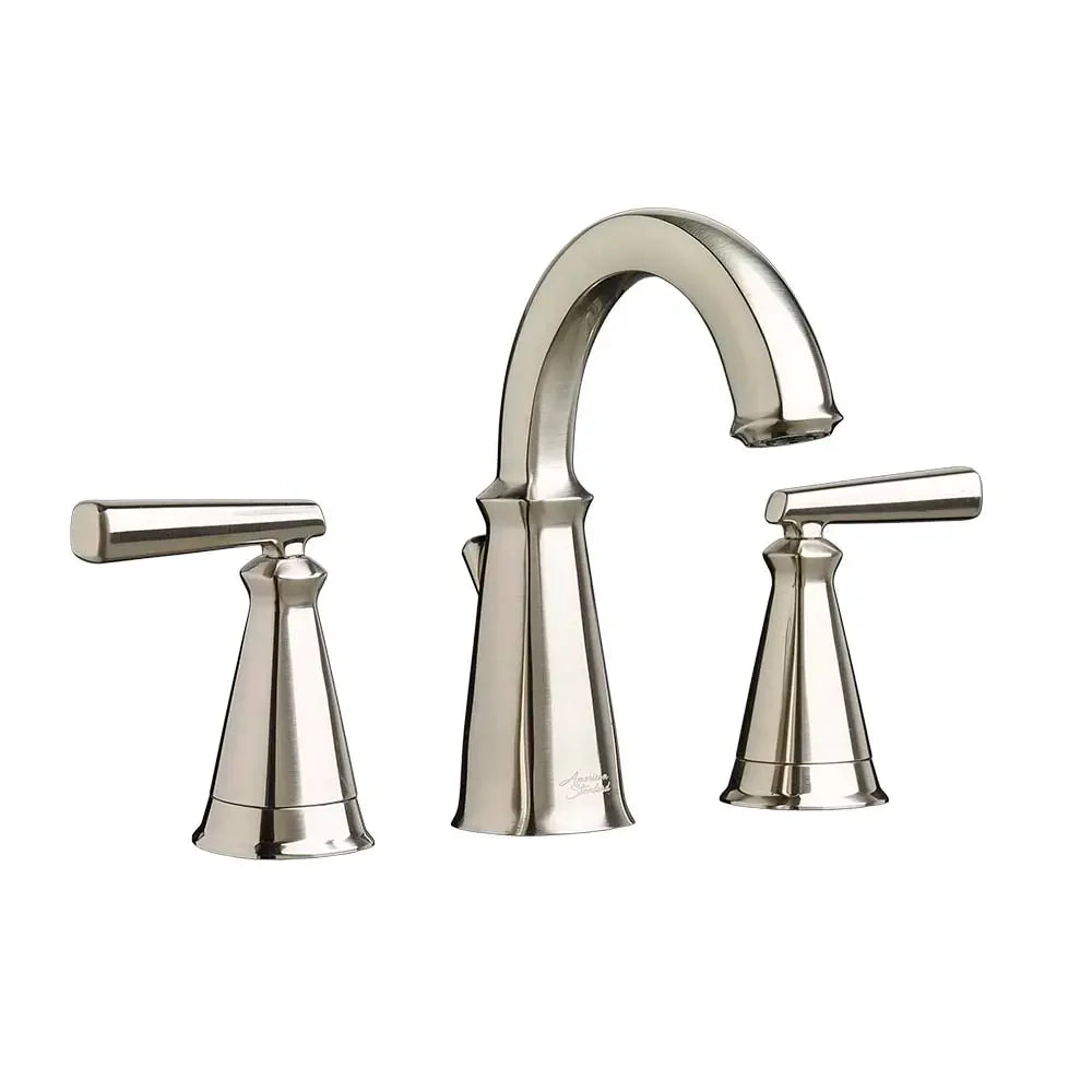 Edgemere® 8 Inch Widespread 2 Handle Bathroom Faucet - 1.2 GPM Low Flow, 4.5 L/min Water Saving - Brushed Nickel Lever Handles - Perfect for Modern Bathroom Vanities and Powder Rooms