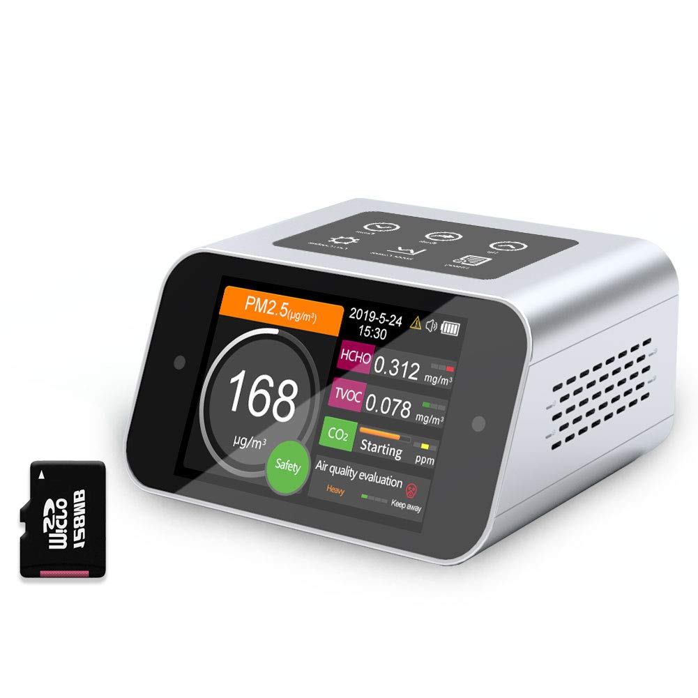 A18 Indoor Air Quality Monitor - CO2 Meter, PM1.0/2.5/10 Analyzer, Formaldehyde (HCHO) & TVOC Detector with Data Logger - Perfect for Home, Office, and School Air Pollution Testing