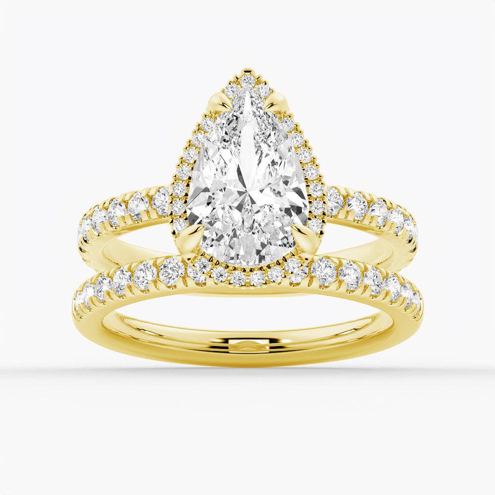 Half Eternity Pear Shaped Moissanite Halo Engagement Ring - Elegant Wedding Proposal Jewelry for Her | Perfect for Anniversaries, Valentine's Day & Special Occasions
