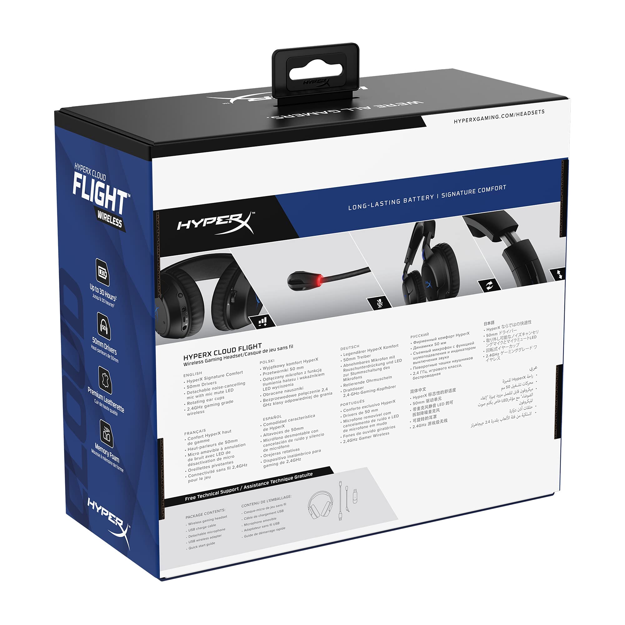 HyperX Cloud Flight Wireless Gaming Headset for PS5, PS4, PC - 30H Battery Life, Memory Foam Ear Cushions, Noise-Cancelling Mic with LED Mute (Renewed) - Perfect for Competitive Gaming & Long Streaming Sessions