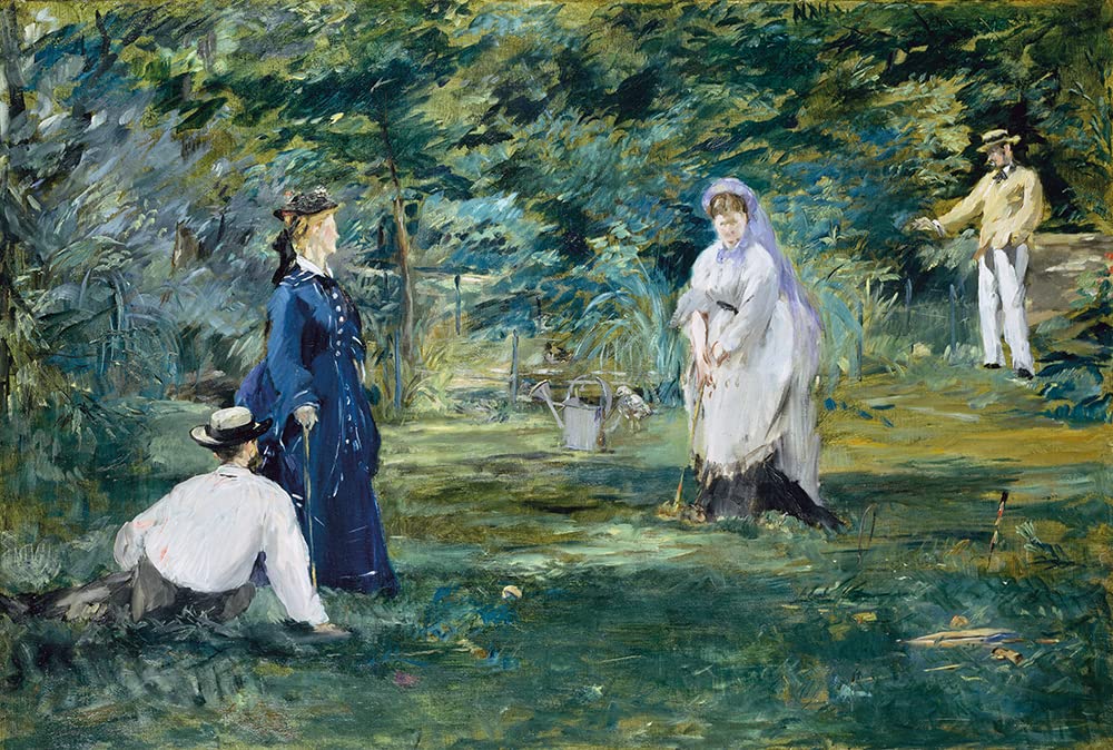 Édouard Manet 'A Game of Croquet' (1873) 24x18 Inch Black Modern Framed Museum Art Print with Double Mat - Perfect for Living Room, Office & Gallery Wall Decor