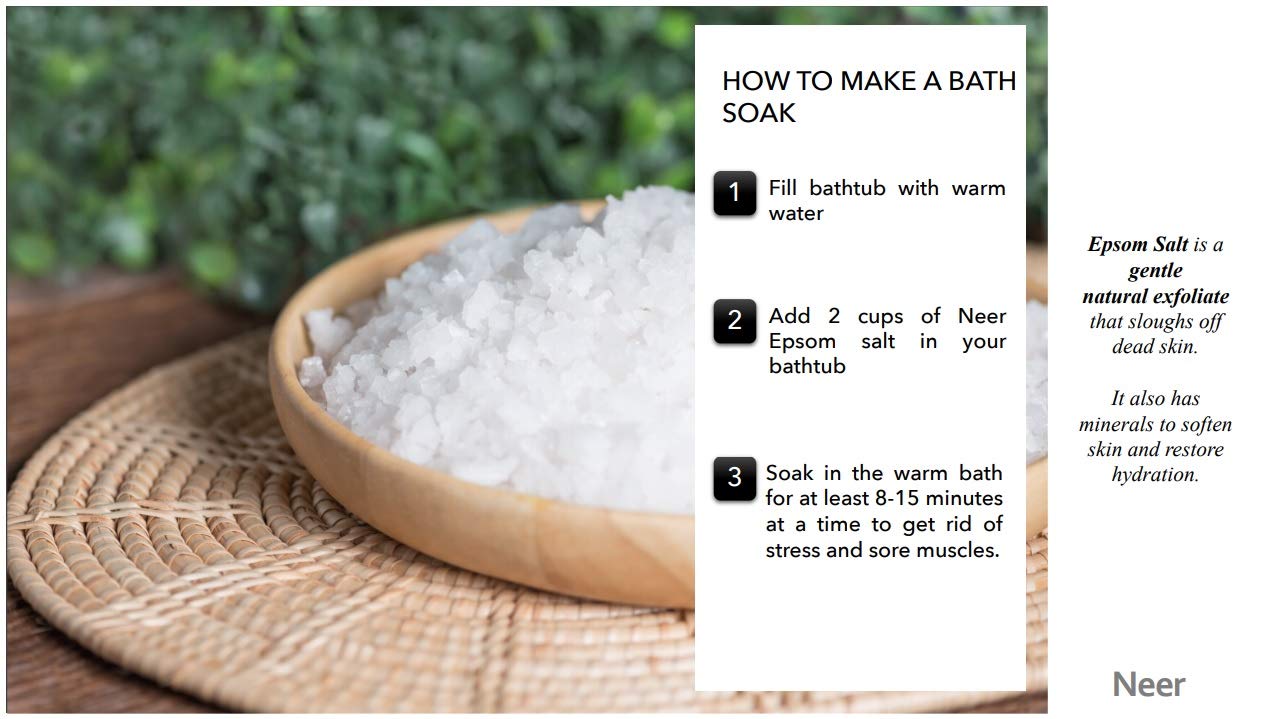 NEERCHEM Lavender Epsom Salt Crystals - 16oz (454g) Pure Magnesium Sulfate for Relaxation, Muscle Recovery & Stress Relief | Perfect for Bath Soak, Foot Soak & Aromatherapy Spa at Home
