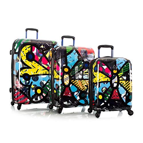 Heys Britto 3-Piece Spinner Luggage Set - Transparent Butterfly Design, Lightweight Expandable Suitcase for Travel, Carry-On & Checked Luggage - Perfect for Vacations, Business Trips & Family Getaways