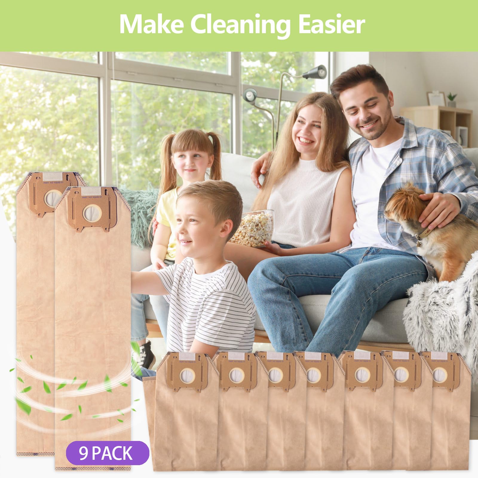 Oreck HEPA Vacuum Bags 9-Pack - for Magnesium Upright Cleaners - Home & Office Use