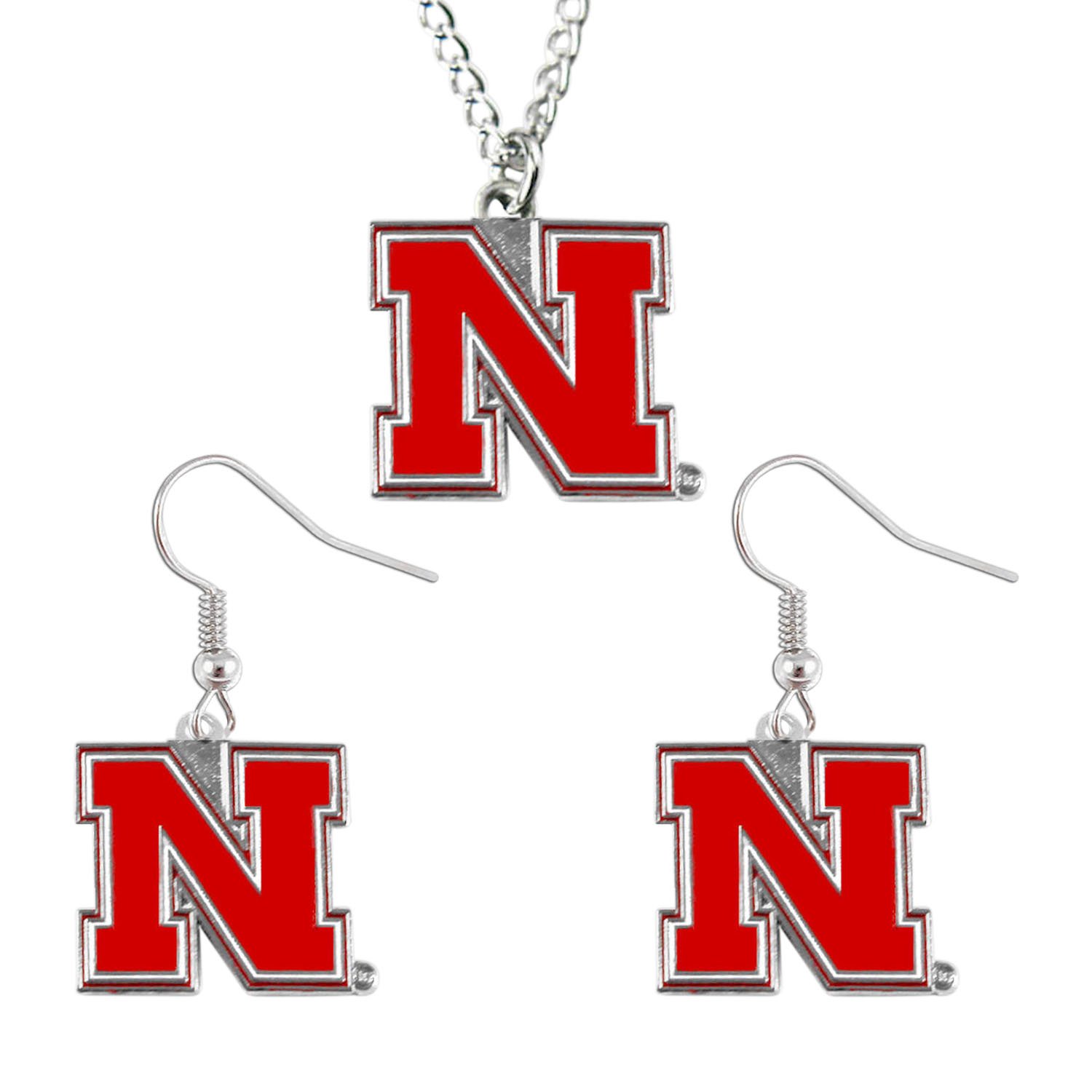 Nebraska Cornhuskers Necklace & Dangle Earrings Set - Official Team Jewelry for Women | Perfect for Game Day, Fan Gifts & College Spirit Accessories
