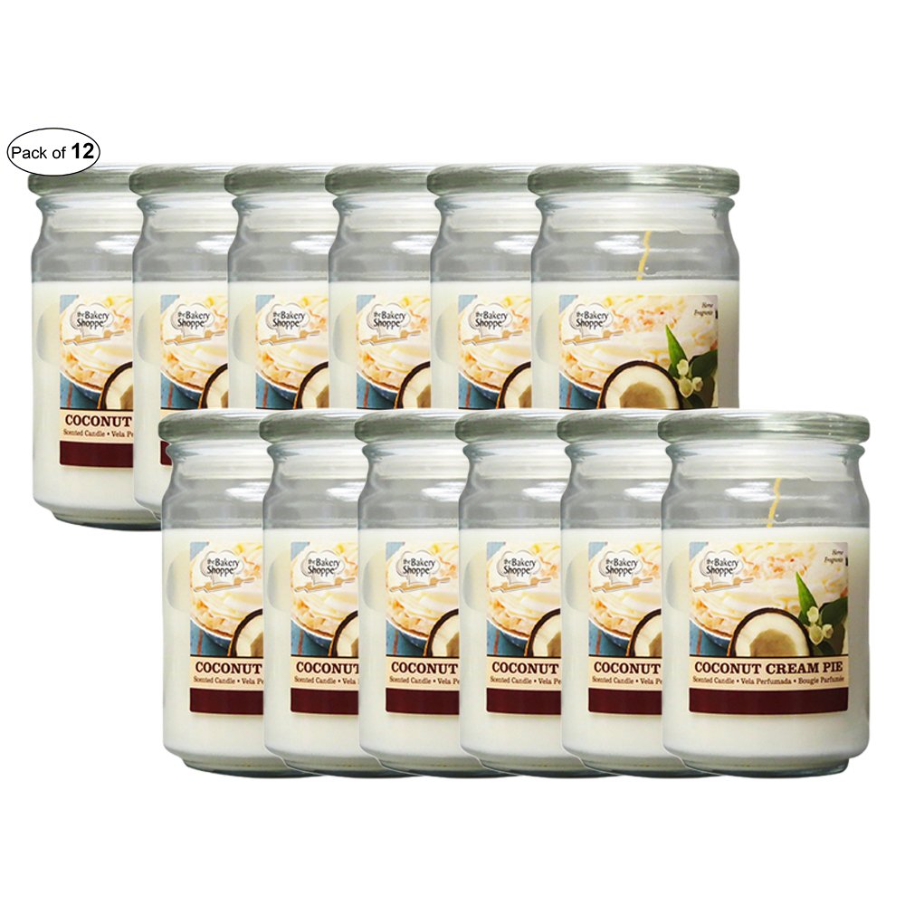 15 Oz Coconut Cream Pie Scented Candles - Pack of 12, Long-Lasting Aromatherapy Candles for Home, Spa, Yoga & Relaxation
