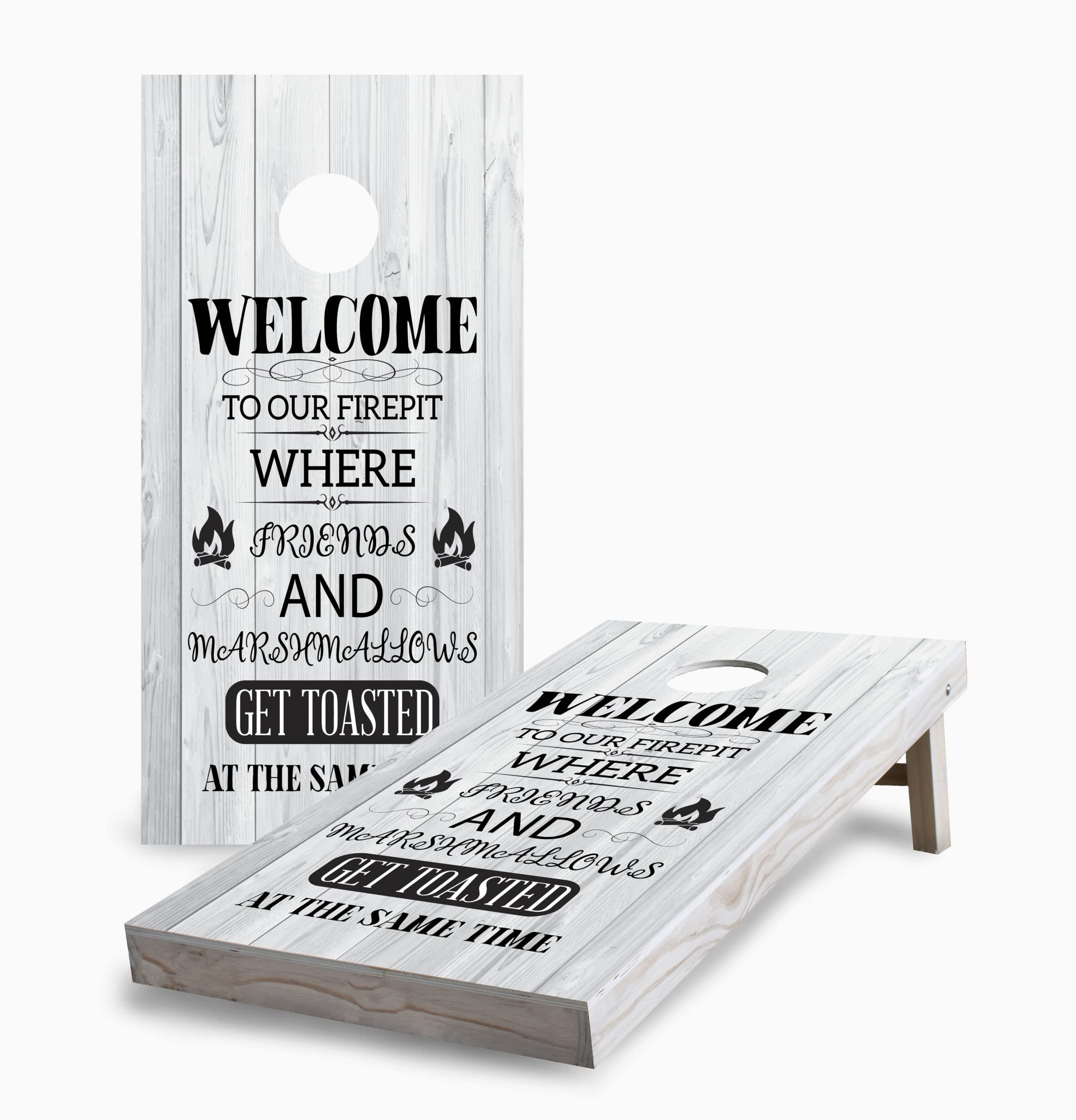 Skip's Garage Campfire with Friends Corn Hole Board Set - 2 Boards & 8 Bags Included - Premium Outdoor Lawn Game for Backyard Parties, BBQs, and Tailgating