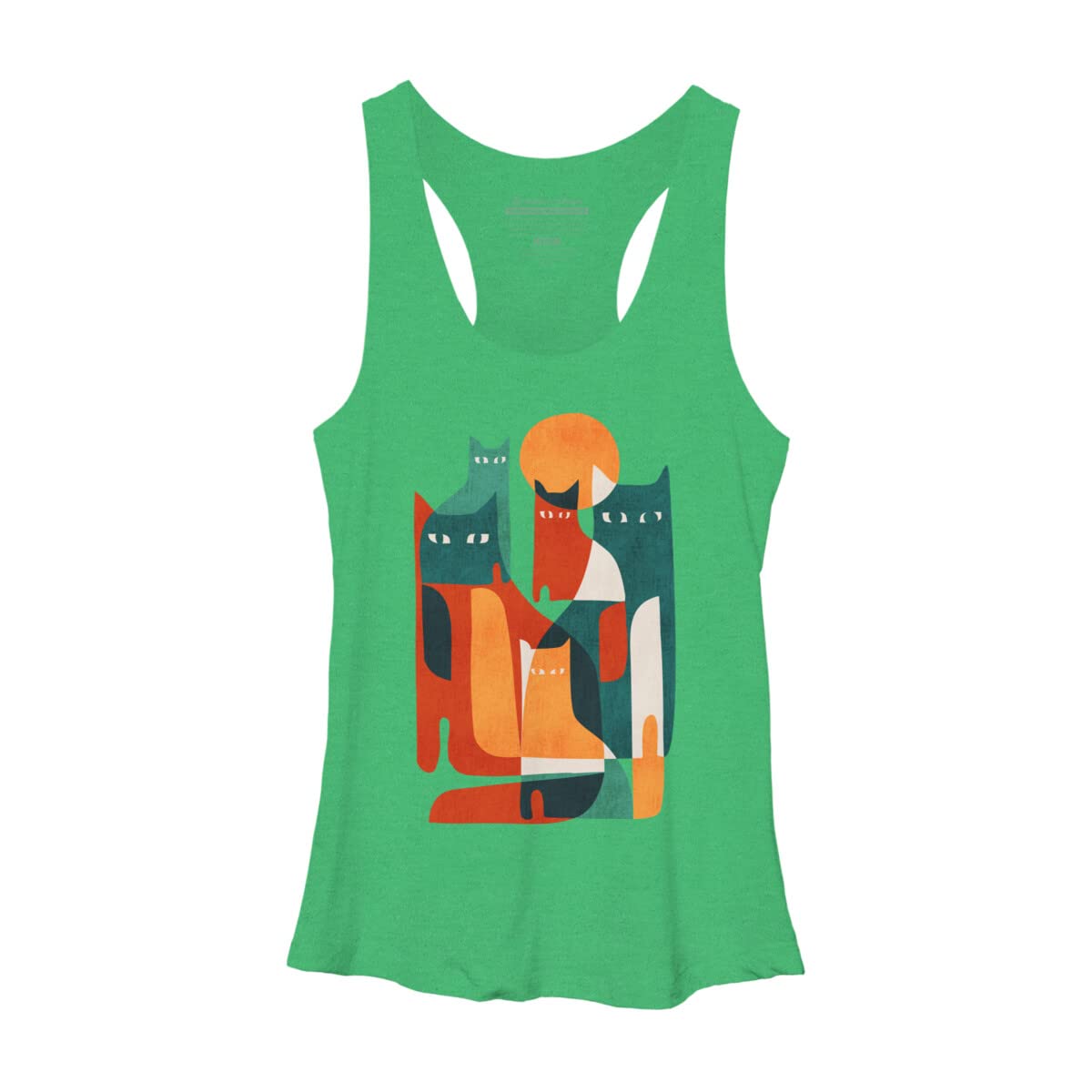 Design By Humans Women's Cat Print Racerback Tank Top - Soft Breathable Workout & Casual Wear for Gym, Yoga, and Everyday Outfits