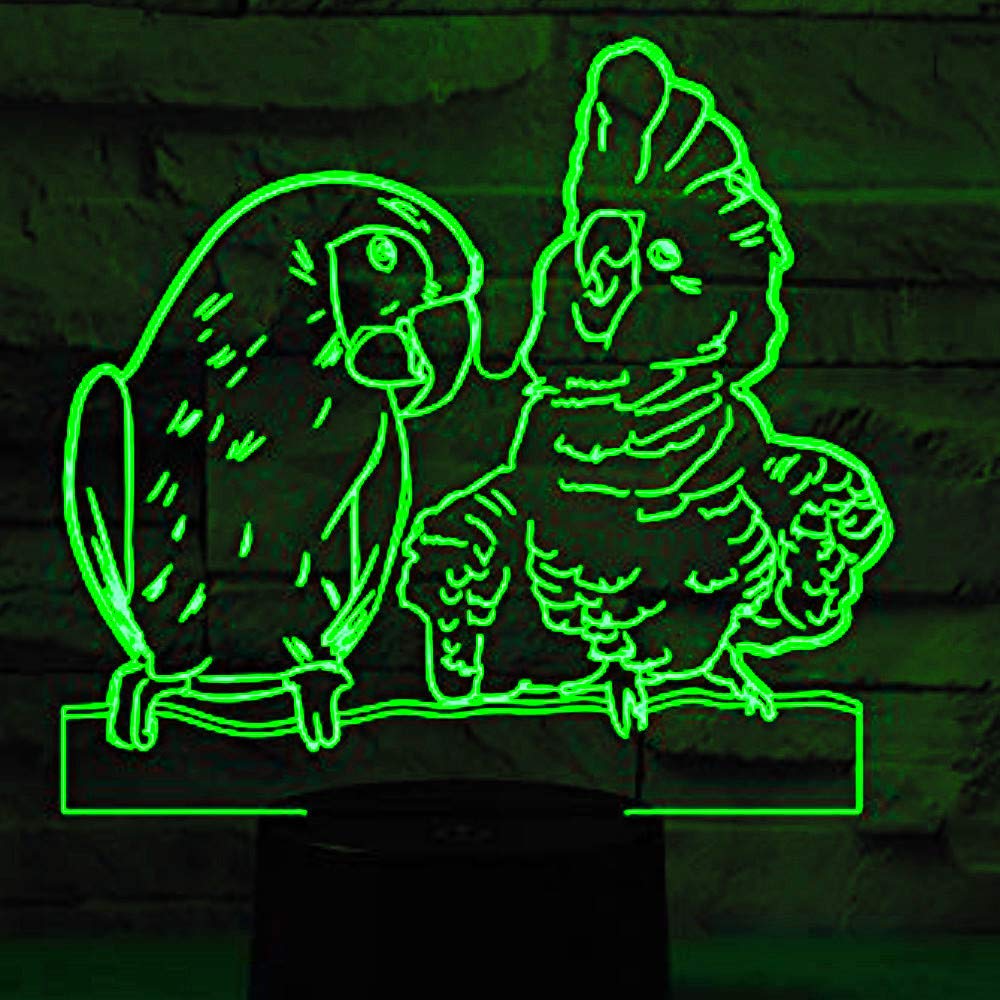 3D Parrot Bird LED Table Lamp - 7 Color Changing Touch Control Optical Illusion Desk Light for Home Decor, Christmas, Birthday Gifts | Kids Room, Bedroom, Living Room Night Light & Decorative Accent