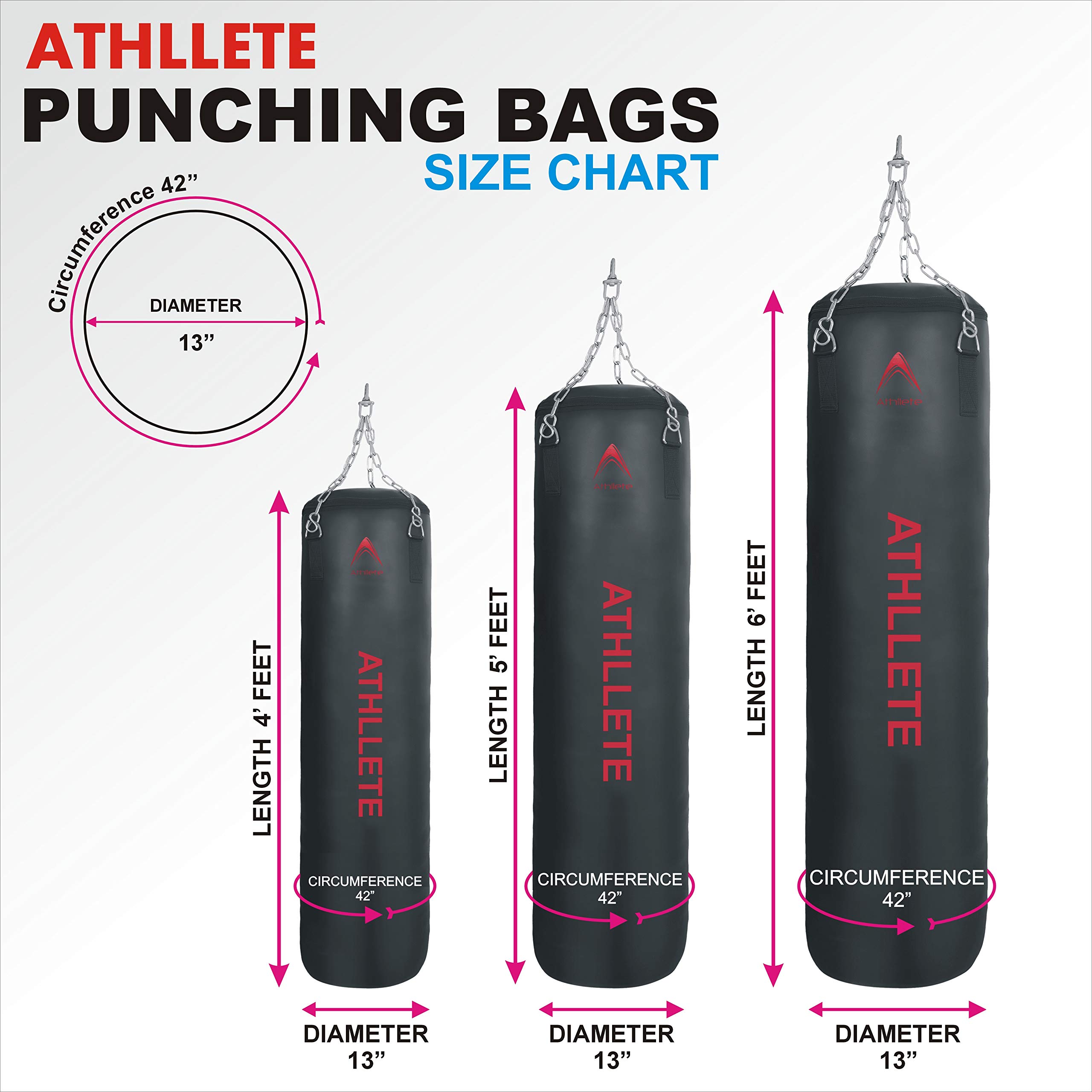 Professional Boxing Training Set - Heavy Punching Bag (Unfilled) & Boxing Gloves for Boxing, Kickboxing, MMA, Muay Thai | Heavy Bag Sparring & Fighting Equipment with Hanging Chain | Perfect for Home Gym, Boxing Training & Martial Arts Practice