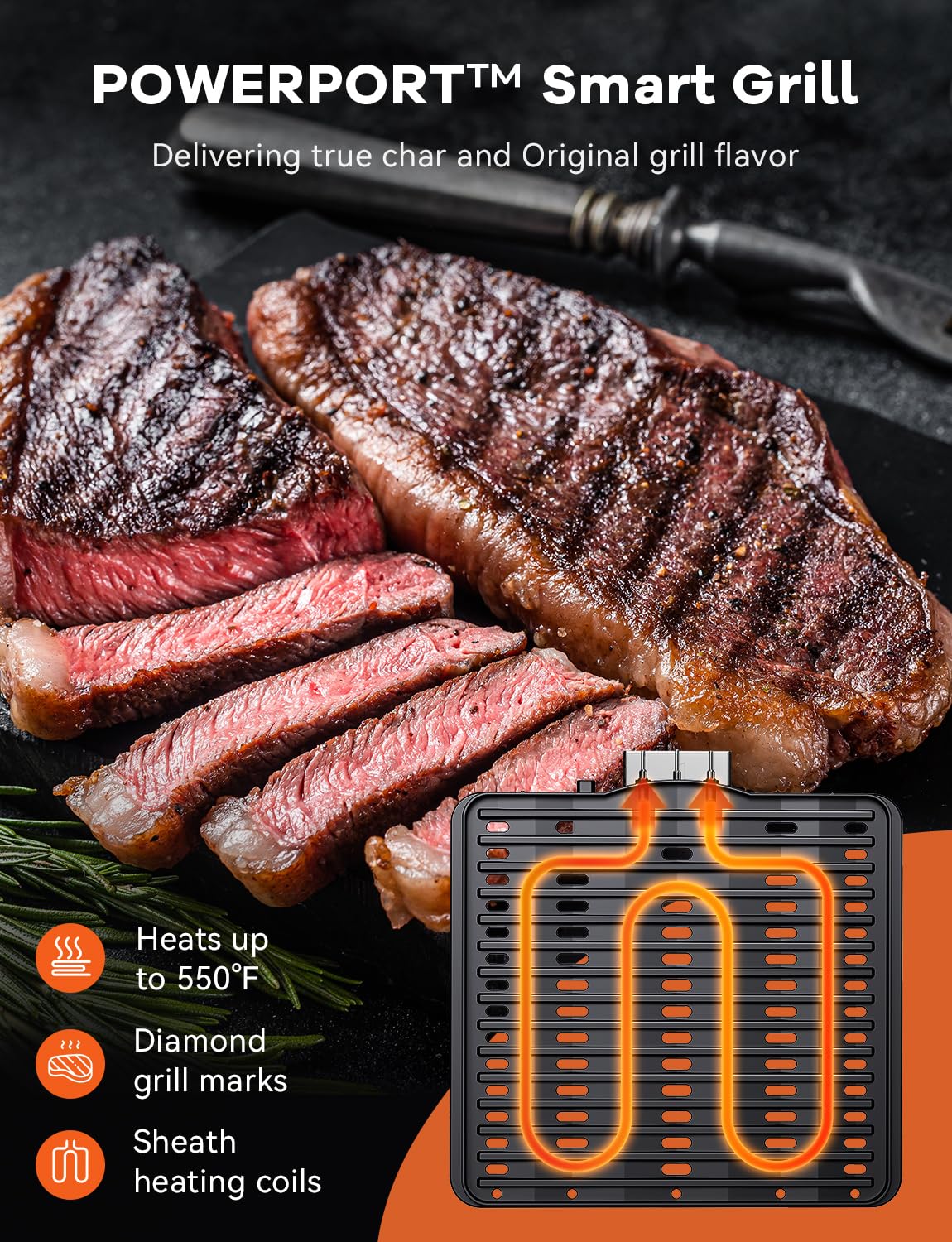 Nuwave TODD ENGLISH Air Fryer Grill Oven Combo - 100-in-1 Super Convection Toaster Oven with TRUE Char & Flavor Technology | Stainless Steel Countertop Appliance | 550°F High Temp Cooking | POWERPORT™ Plug-In Grill | Perfect for Baking, Roasting, Grilling & Air Frying at Home