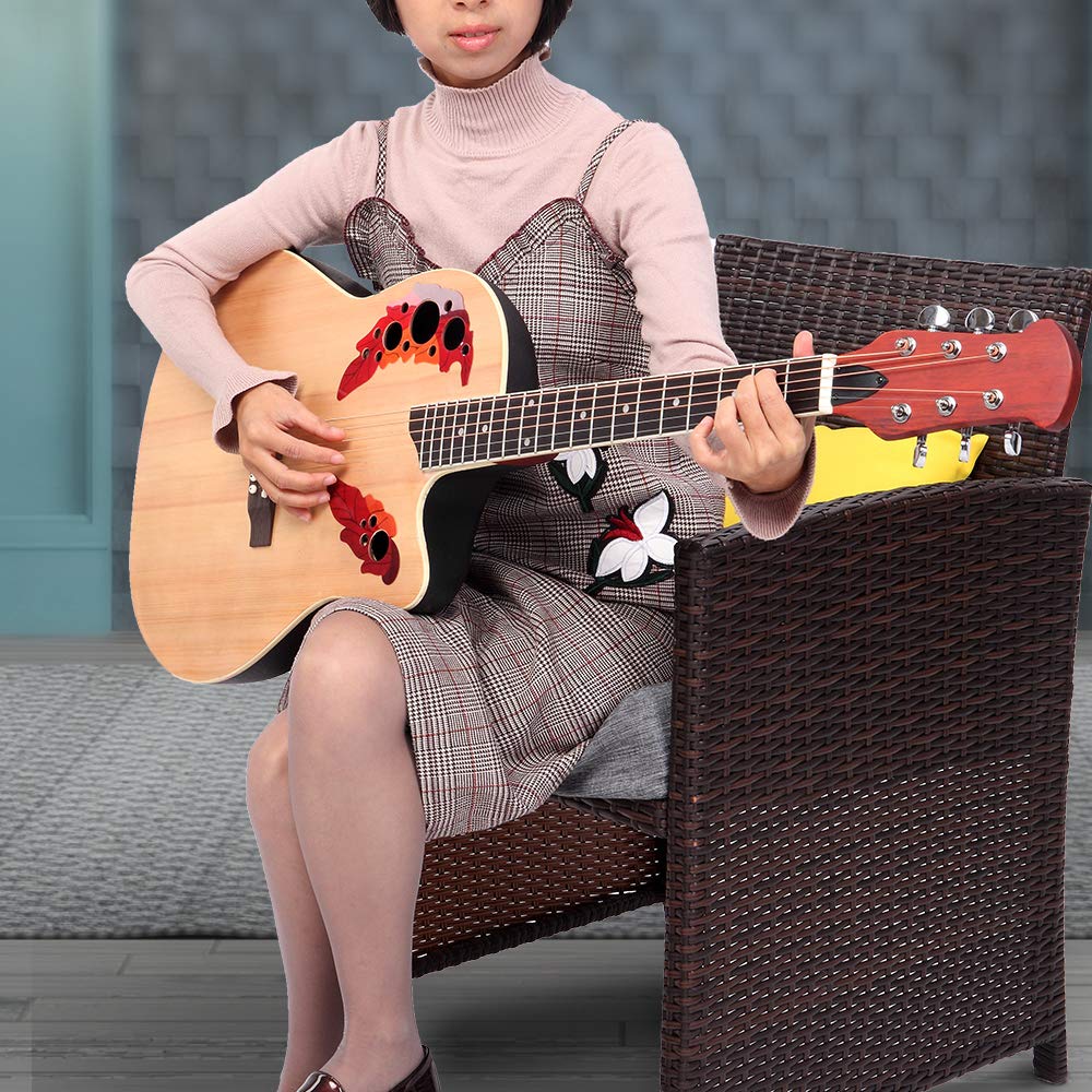 41 Inch Cutaway Round Back Acoustic Guitar with Spruce Top & Grape Soundhole - Perfect for Beginners, Camping, and Live Performances (Burlywood Finish)