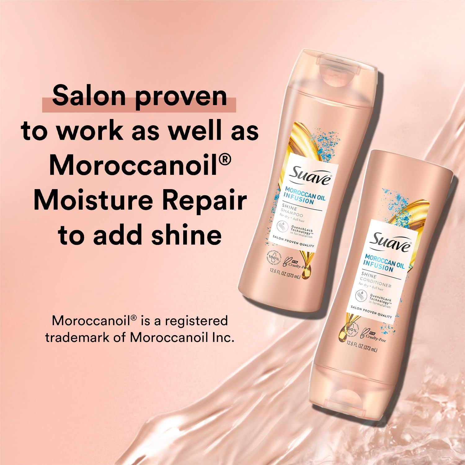 Suave Moroccan Oil Infusion Shampoo & Conditioner Set with Argan Oil - 12.6 Oz for Damaged, Dry Hair Repair, Shine & Healthy Hair Care (2-Piece) - Perfect for Daily Hydration & Salon-Quality Results at Home