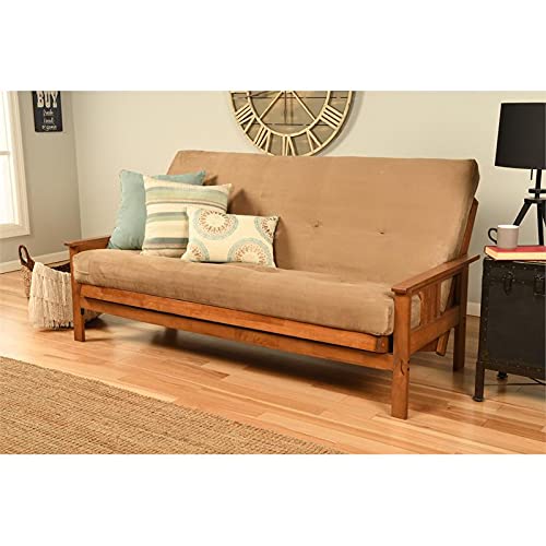 Brown Suede Peat Fabric Futon Mattress - Full Size for Home & Office Comfort