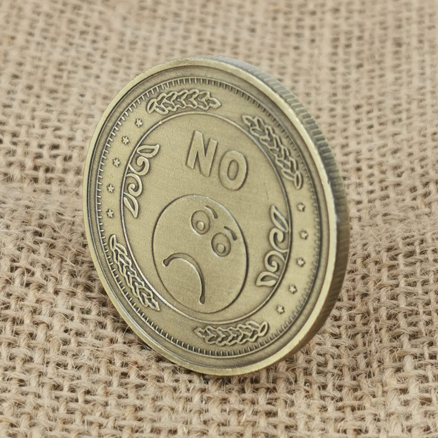 YES NO Flipping Challenge Coin - Bronze Decision Maker Divination Tool for Meditation, Decision Making & Fun Party Games