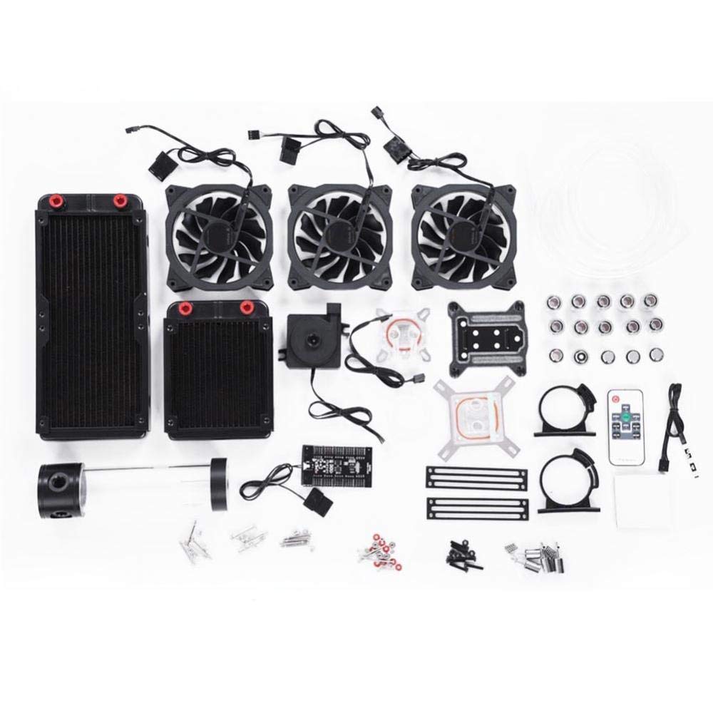 EBTOOLS DIY Computer Water Cooling Kit - RGB CPU Liquid Cooling System with Pump, Reservoir, Heat Sink & Fan for High-Performance PC Gaming & Overclocking - Perfect for Custom PC Builds and Extreme Cooling Solutions