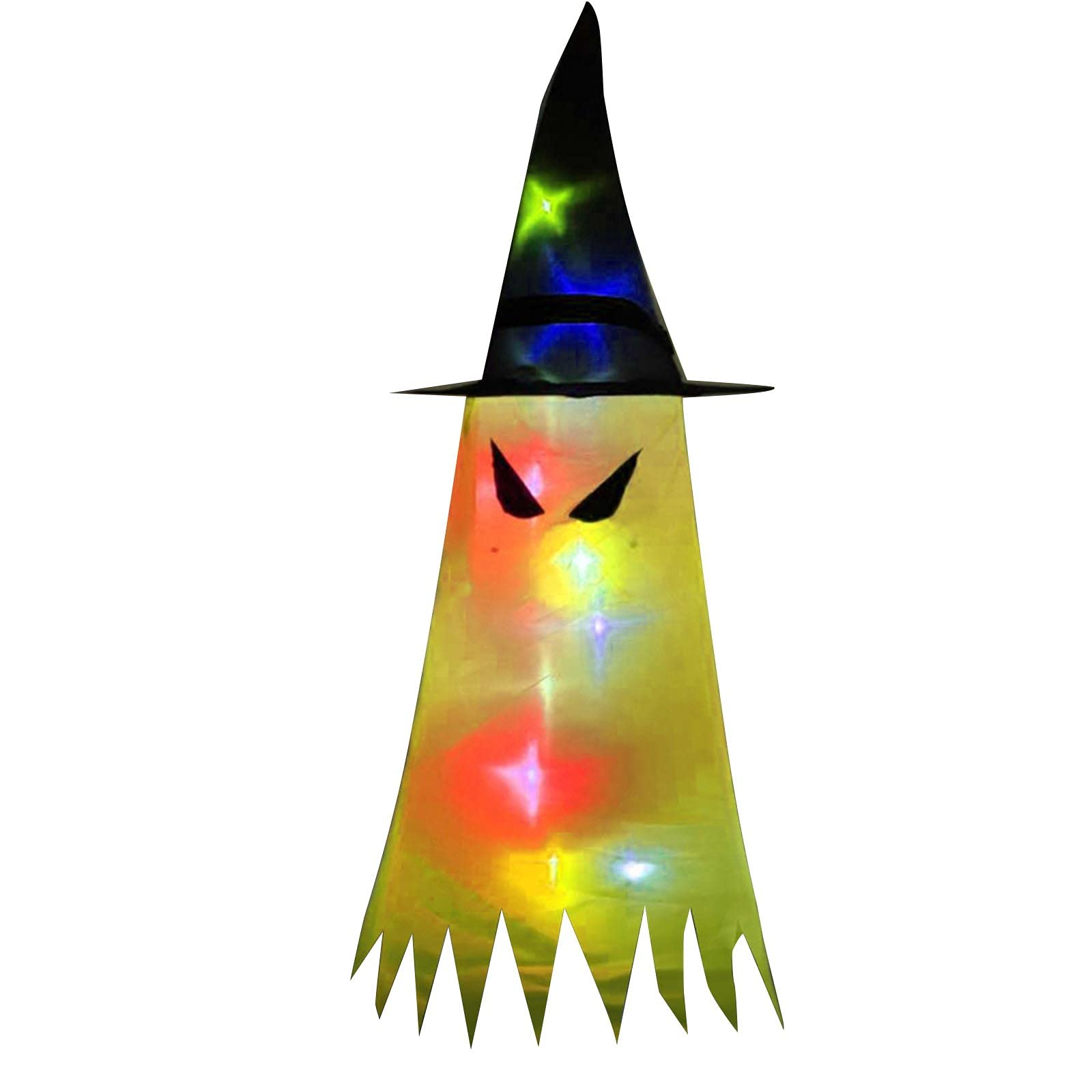 Glowing Halloween LED Witch Hat Lamp - Outdoor Garden Decoration with Hanging Pendant for Halloween Party, Yard, Porch & Holiday Decor
