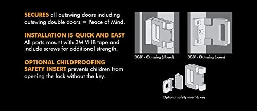 Secure Out-Swinging Door Lock - Childproof Home Security Latch for Enhanced Safety | Easy Installation (Black) | Perfect for Apartments, Homes & Childproofing
