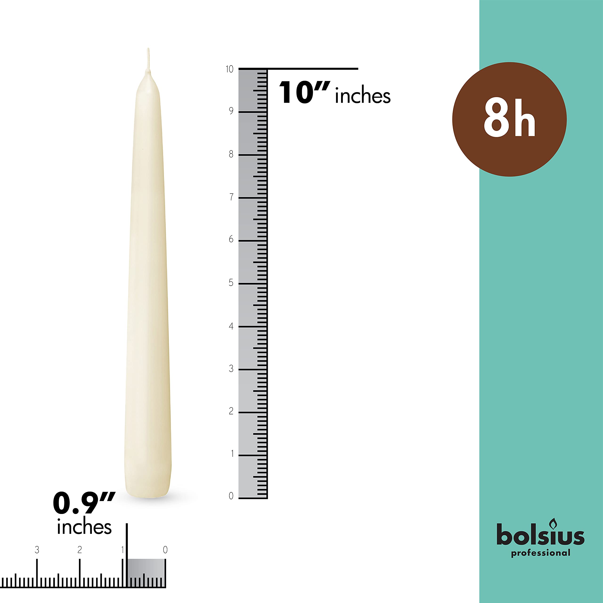 BOLSIUS Ivory Taper Candles Bulk Pack - 120 Unscented Dripless Candlesticks (4 Packs) | Premium European Quality, 8-Hour Burn Time, Smokeless Flame | Perfect for Weddings, Dinner Parties & Home Decor