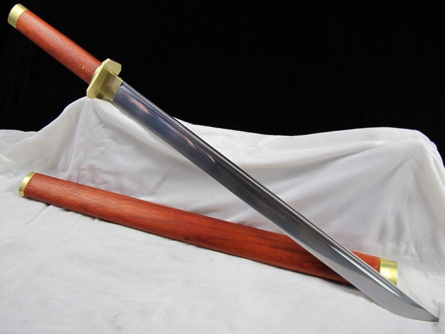 High-Carbon Steel Chinese Sword with Redwood Scabbard - 30
