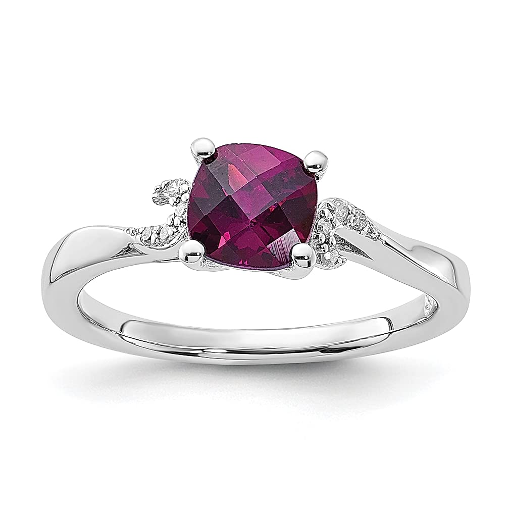 925 Sterling Silver Rhodolite Garnet Diamond Ring - Elegant Gemstone Jewelry for Women | Perfect Anniversary, Birthday & Valentine's Gift | Ideal for Weddings, Parties & Special Occasions