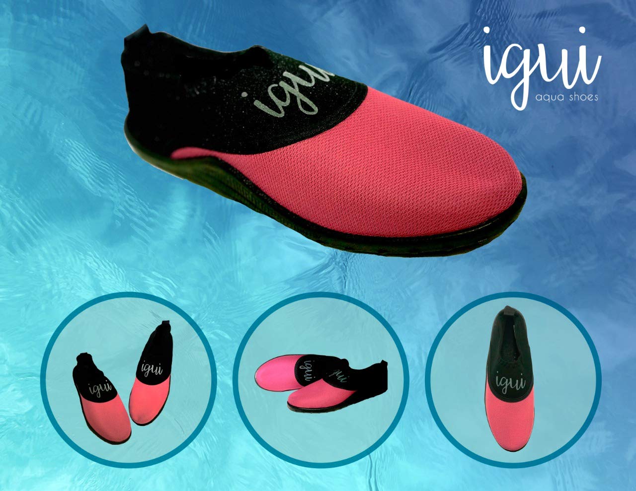 **Women's Aqua Water Shoes - Lightweight Quick-Dry Pink & Black Diamond Design for Beach, Pool, Surfing & Outdoor Activities (1 Pair)**