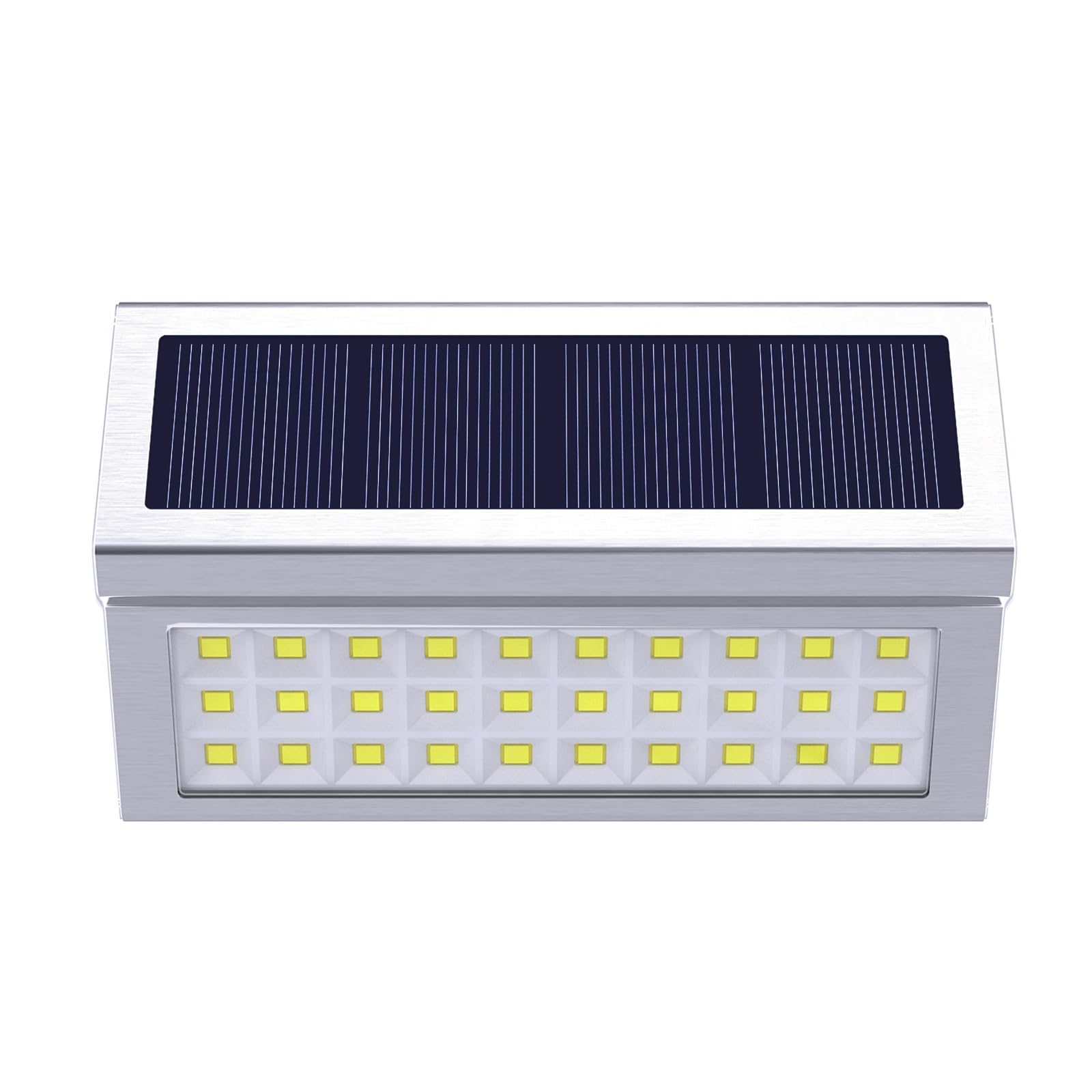 ROSHWEY 10 Pack Solar Lights Outdoor, 30 LED Waterproof Solar Powered Fence Lights - Stainless Steel Deck Post Lamps for Backyard, Yard, Walkway, Stairs (Cool White) | Perfect for Garden, Pathway, and Patio Lighting