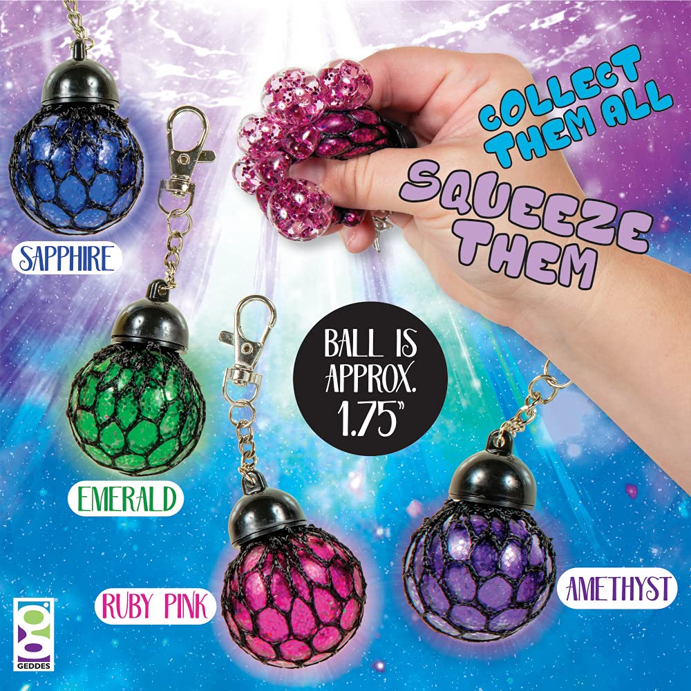 Raymond Geddes Squishy Stress Ball Keychain - Pack of 24 Colorful Squishies for Kids & Adults - Perfect for Office, School, Travel & Anxiety Relief