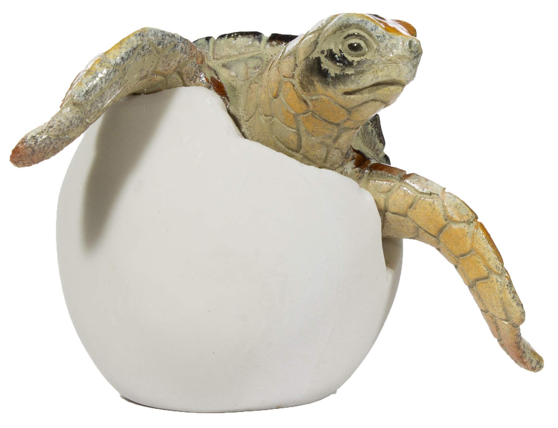 Adorable 3 Inch Tall Baby Sea Turtle Hatching from Egg Figurine - Cute Red Collectible for Home Decor, Ocean Theme Party Favors & Kids Room