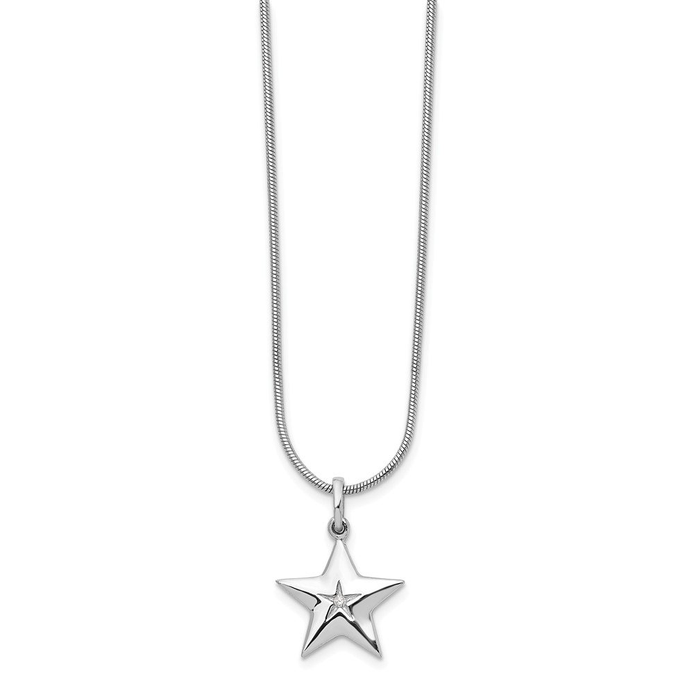 925 Sterling Silver Diamond Star Pendant Necklace for Women - 0.01cttw Sparkling Charm with Lobster Clasp | Elegant Jewelry Gift for Birthday, Anniversary & Valentine's Day