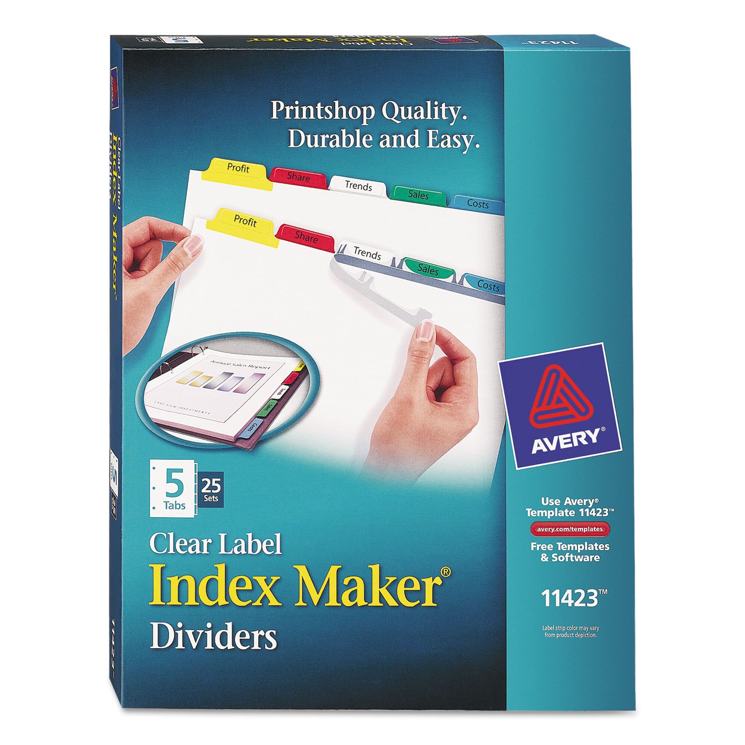 AVERY AVE11423 Clear Index Tabs - 25-Pack Punchable Label Dividers for Binders, Files & Organizers | Perfect for Office, School & Home Organization