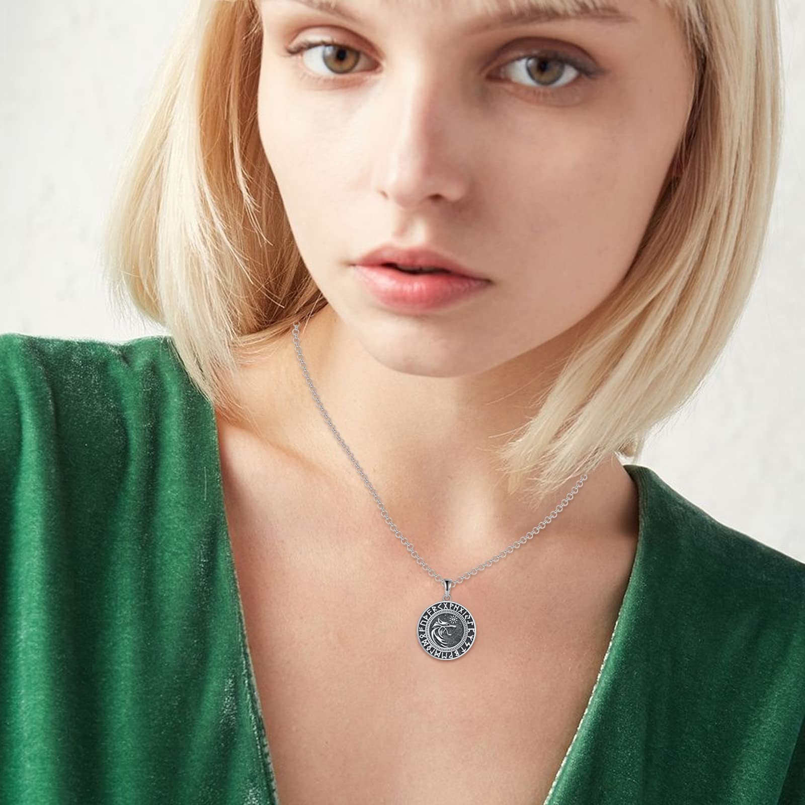 925 Sterling Silver Viking Necklace for Men & Women - Mjolnir Thor Hammer, Star of David, Skull, Wolf & Compass Pendant - Norse Pagan Jewelry Gift for Birthday, Cosplay & Viking Enthusiasts