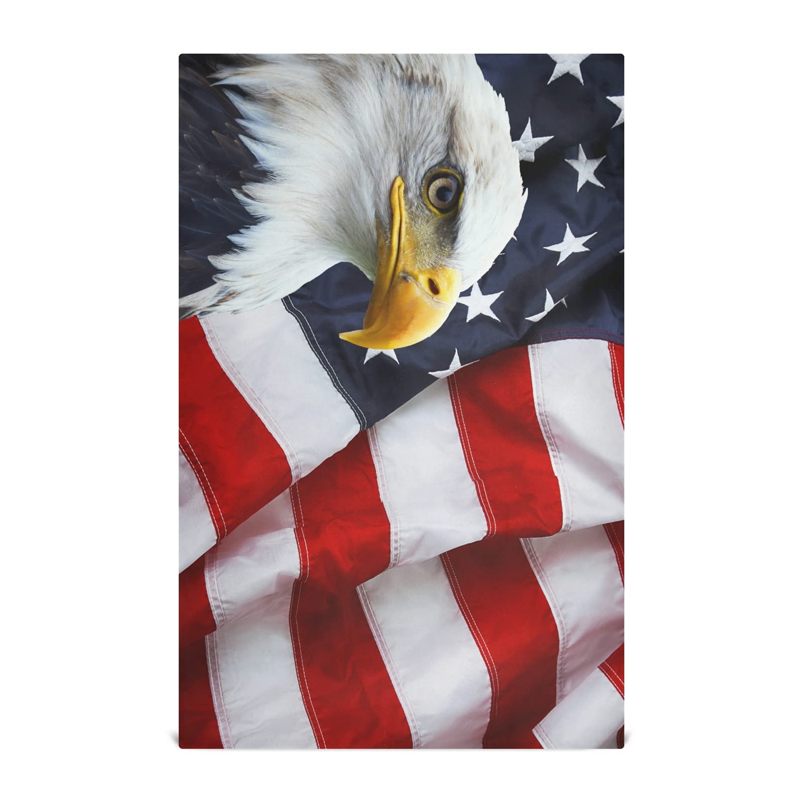 Premium American Flag Kitchen Towels - 28x18 Inch Highly Absorbent Dishcloths, Soft Hand Towels & Bar Towels for Cleaning, Drying - Patriotic US Star & Bald Eagle Design - Perfect for Kitchen, BBQ, Picnics & Home Decor