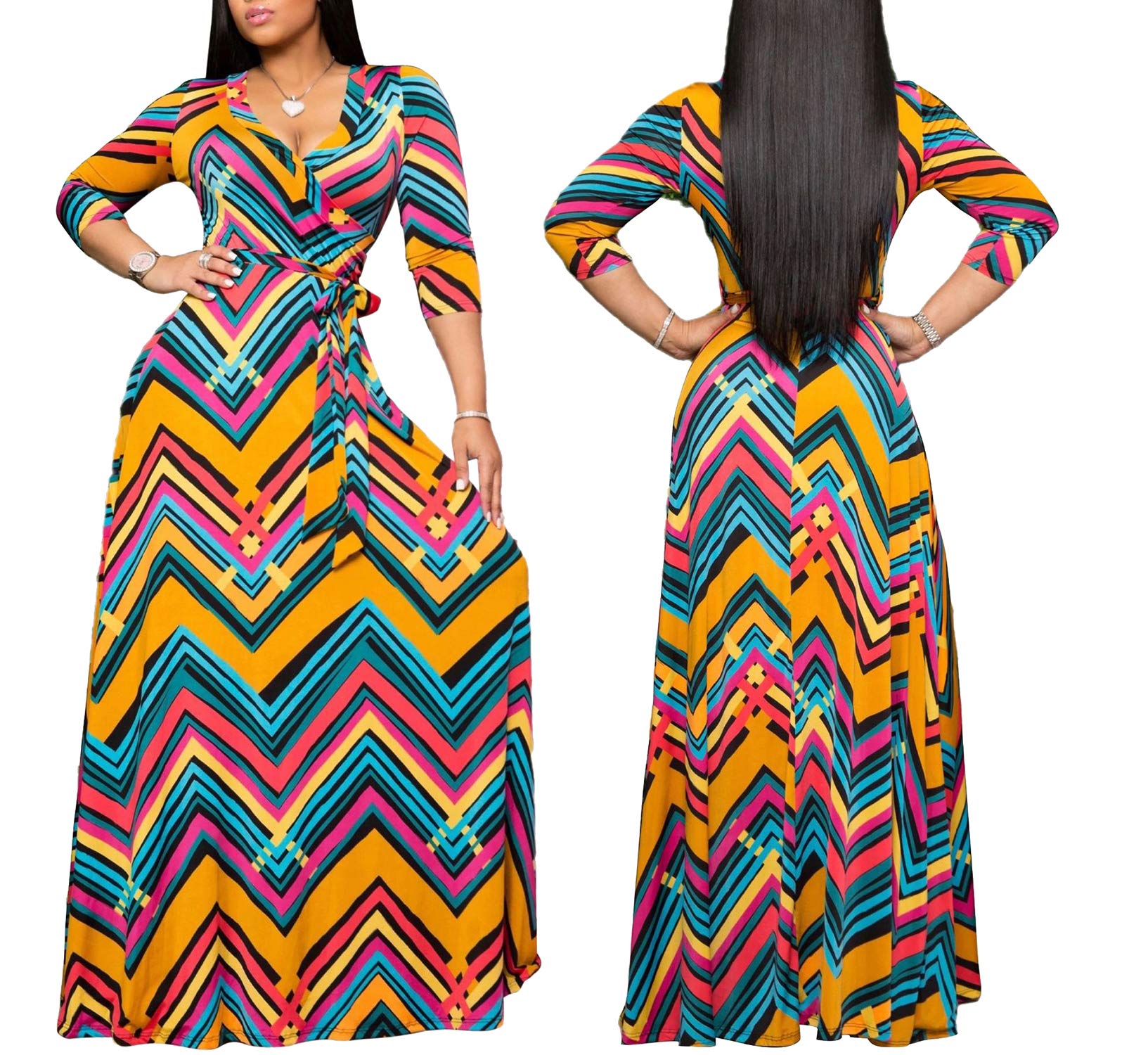 JTNFairy Women's Casual Floral Print Long Maxi Dress Plus Size 4X-6X | Summer Beach Party, Wedding Guest, Vacation Outfit