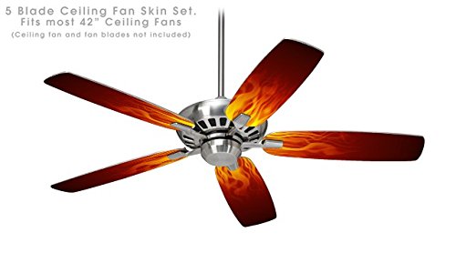 Fire Flames on Black Ceiling Fan Skin Kit - Fits Most 42 Inch Ceiling Fans (Fan and Blades Sold Separately) | Easy DIY Installation for Bedroom, Living Room & Office Decor