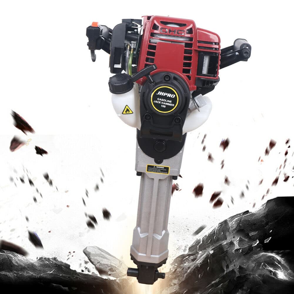 Futchoy 37.7cc Gasoline Power Hammer - 8500r/min 4-Stroke Demolition Jack Hammer with 1200W Electric Start, Dual-Purpose Concrete Breaker & Drill - Ideal for Construction, Road Repair & Home Renovation Projects